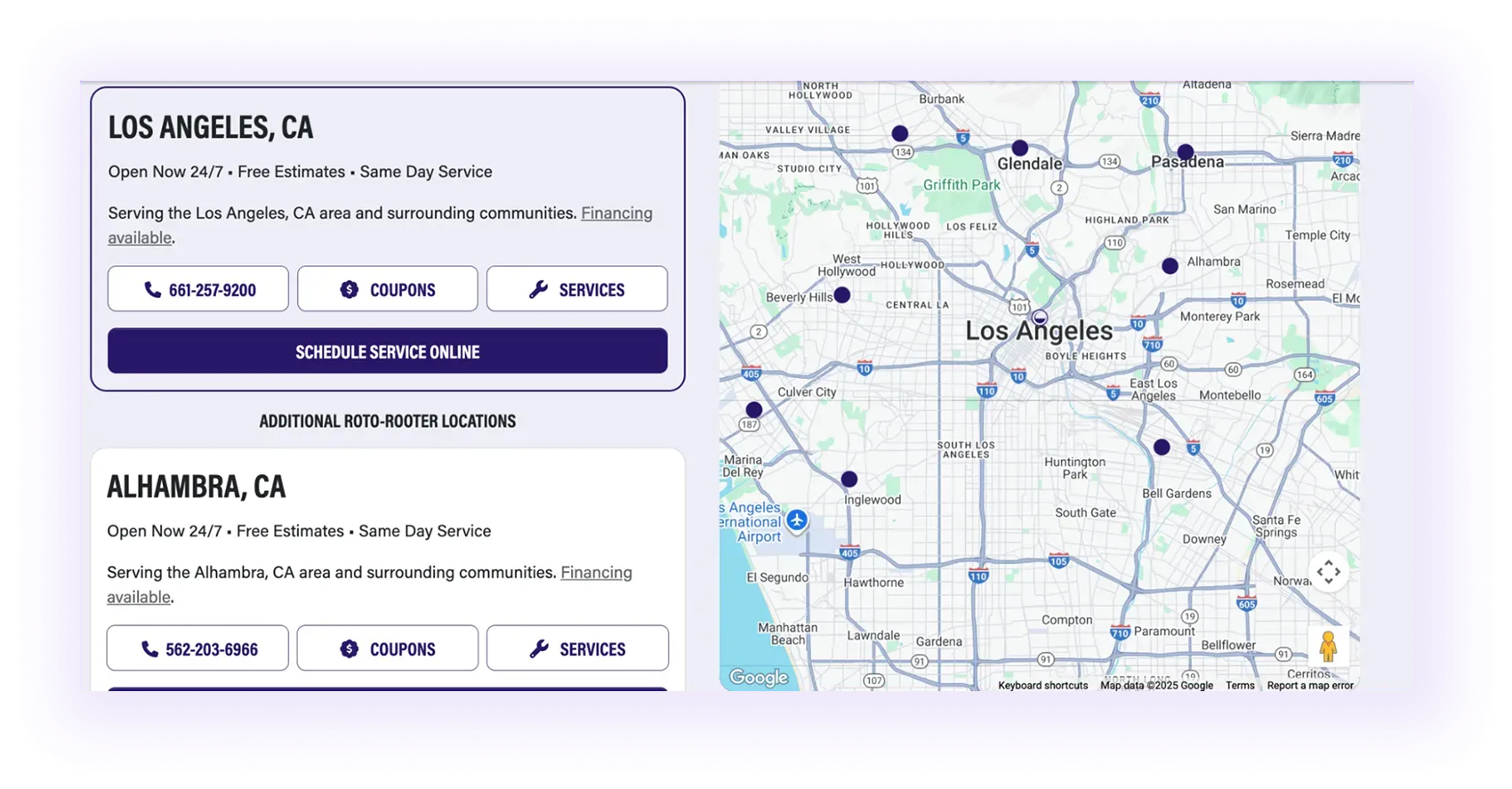 SEO for Plumbers with location hub page