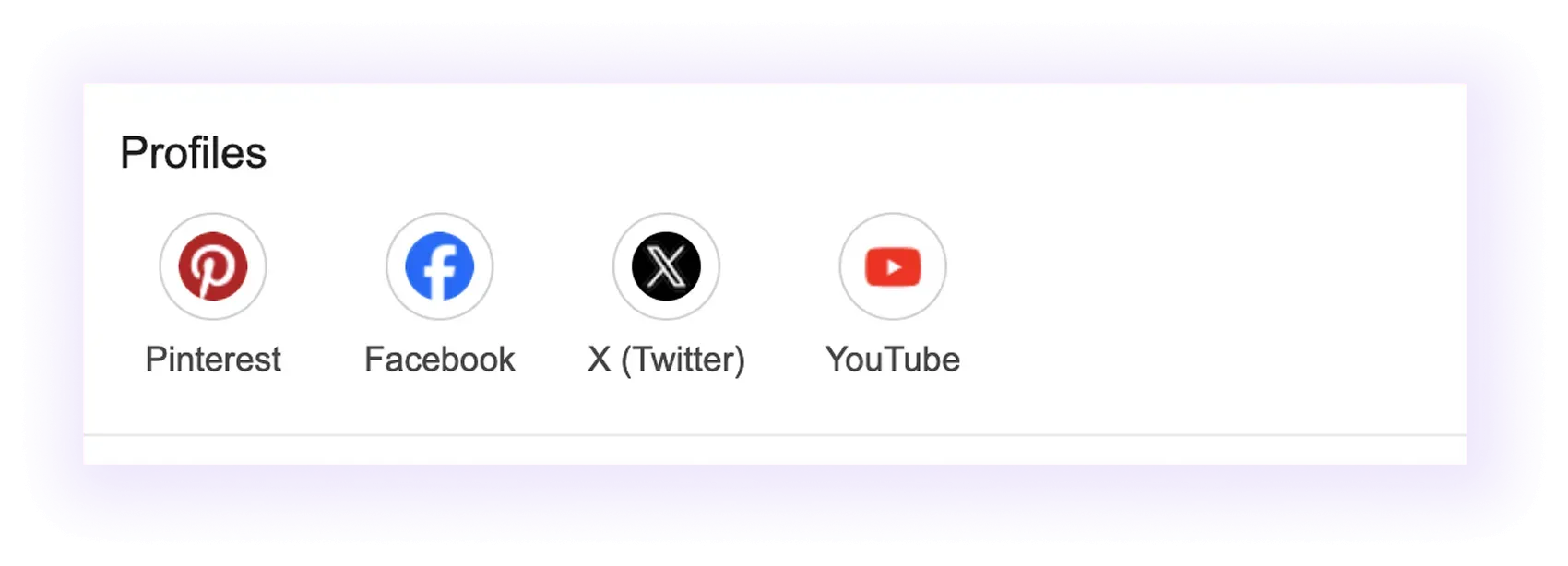 Social media profile link section example for a moving company GBP