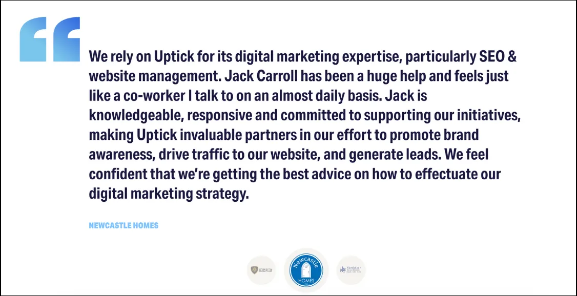 uptick marketing client review