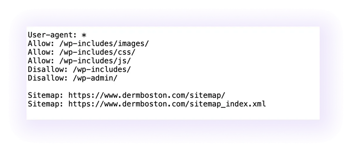 example of an optimized robots.txt file for a dermatology website