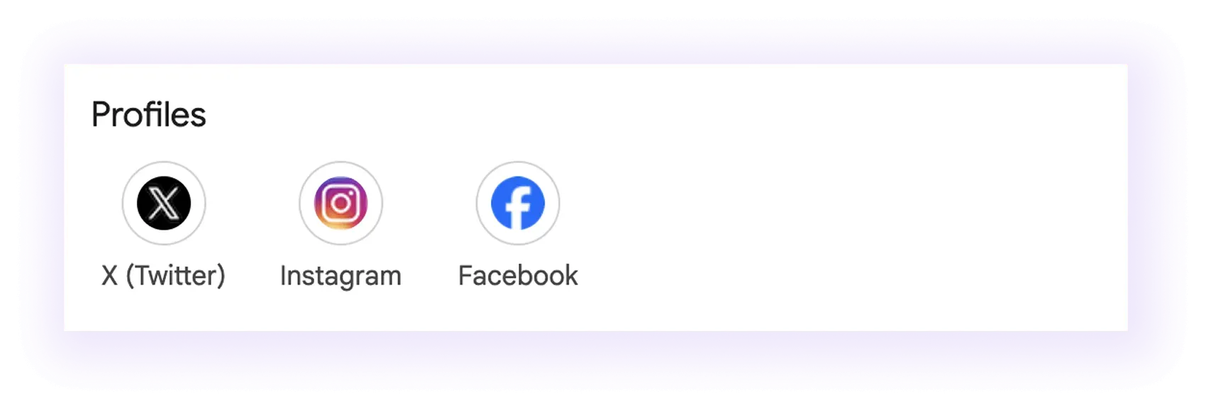Social media profile link section example for a home builder GBP