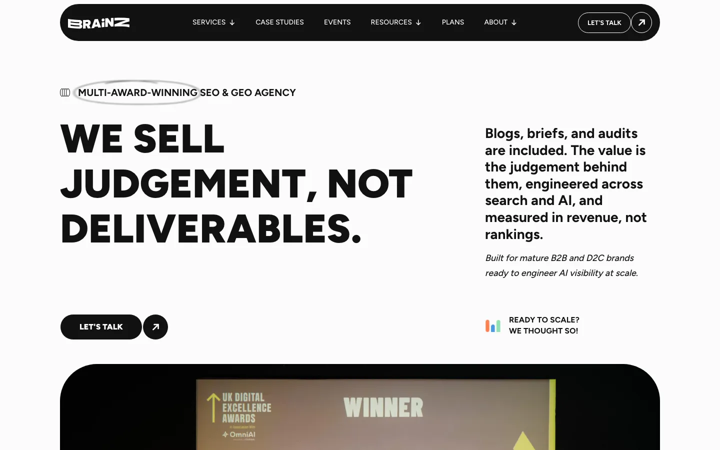 BrainZ Digital homepage