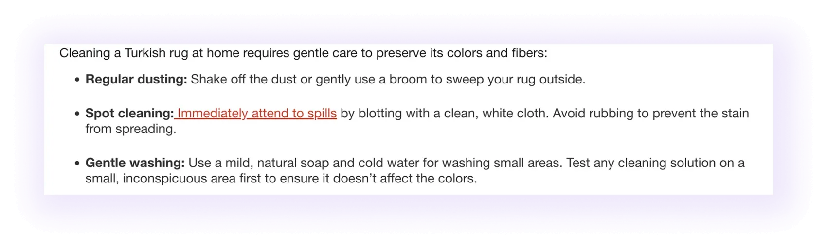 blog-to-blog linking example on a carpet cleaning website