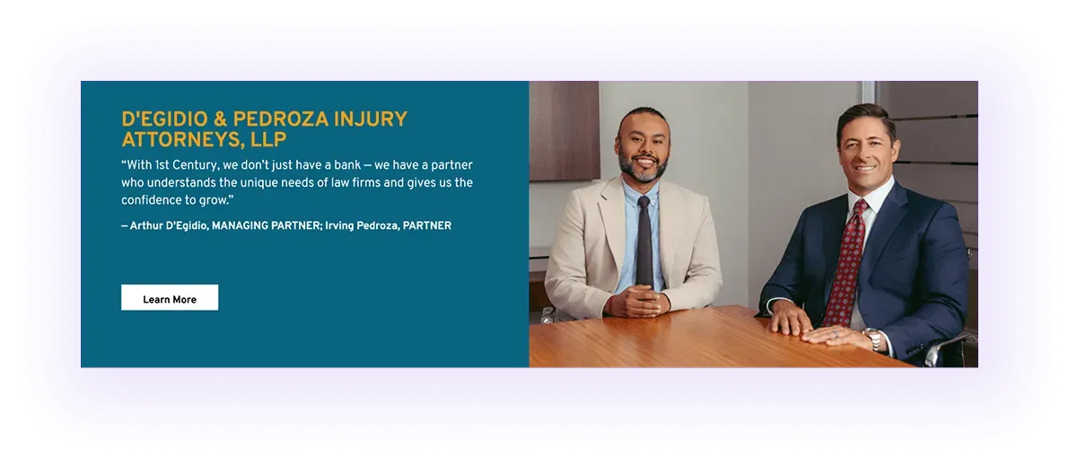 Customer Testimonials block on a banking website