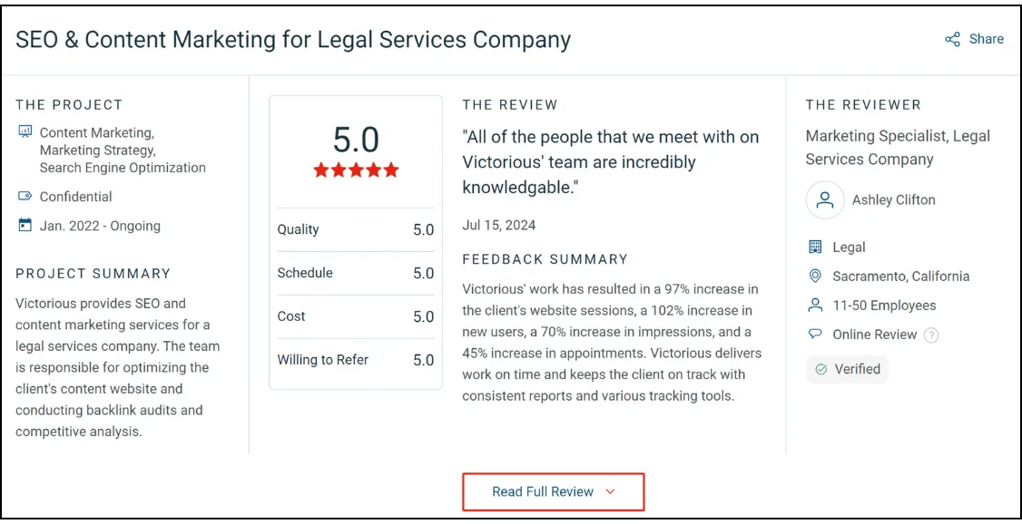 Victorious Testimonials