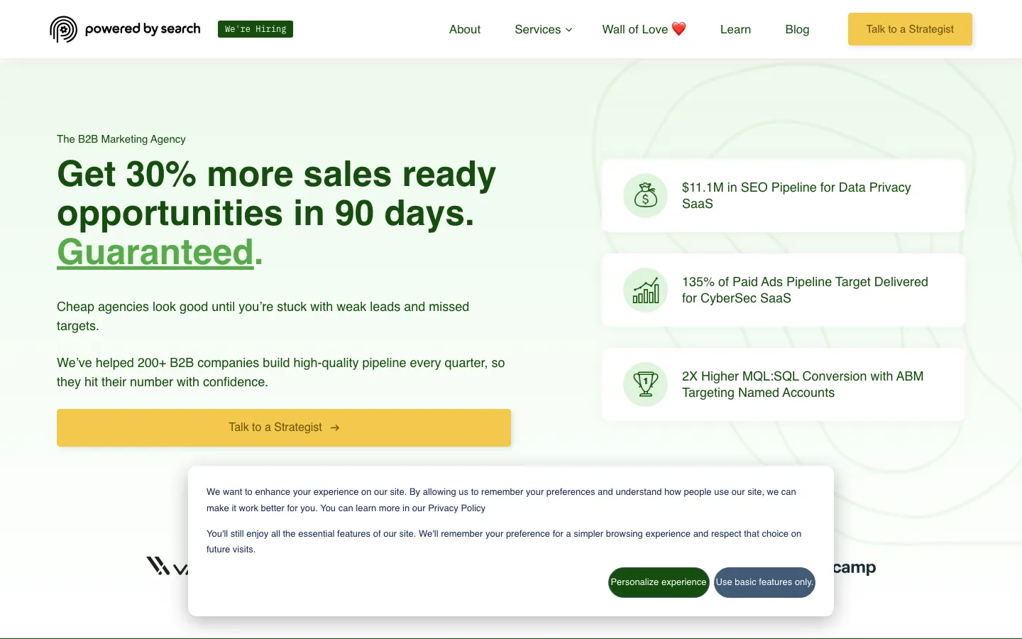 Powered by Search homepage