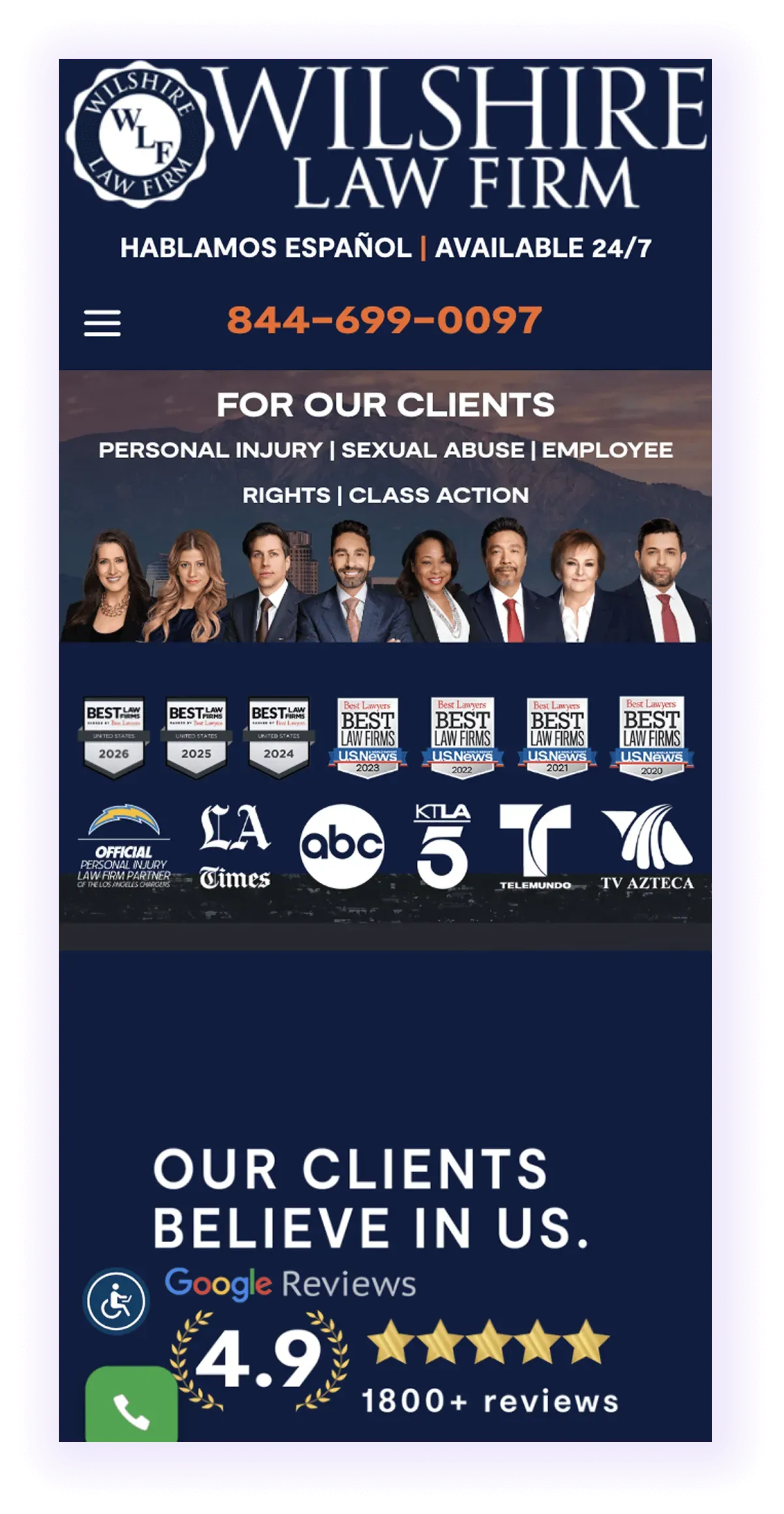 example of mobile-optimized lawyer website