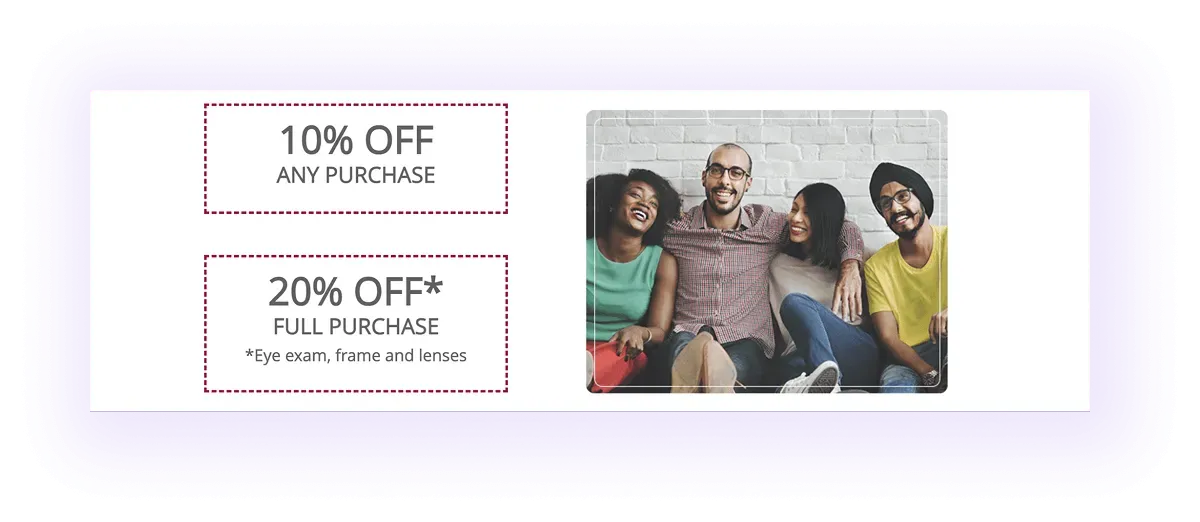 programs and seasonal promotions block on an optometry website