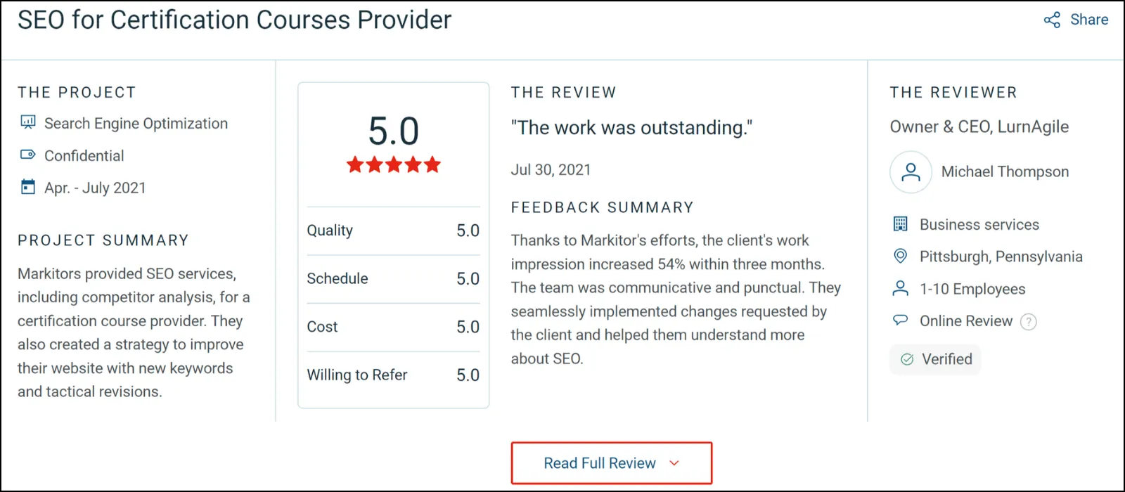 Markitors client review