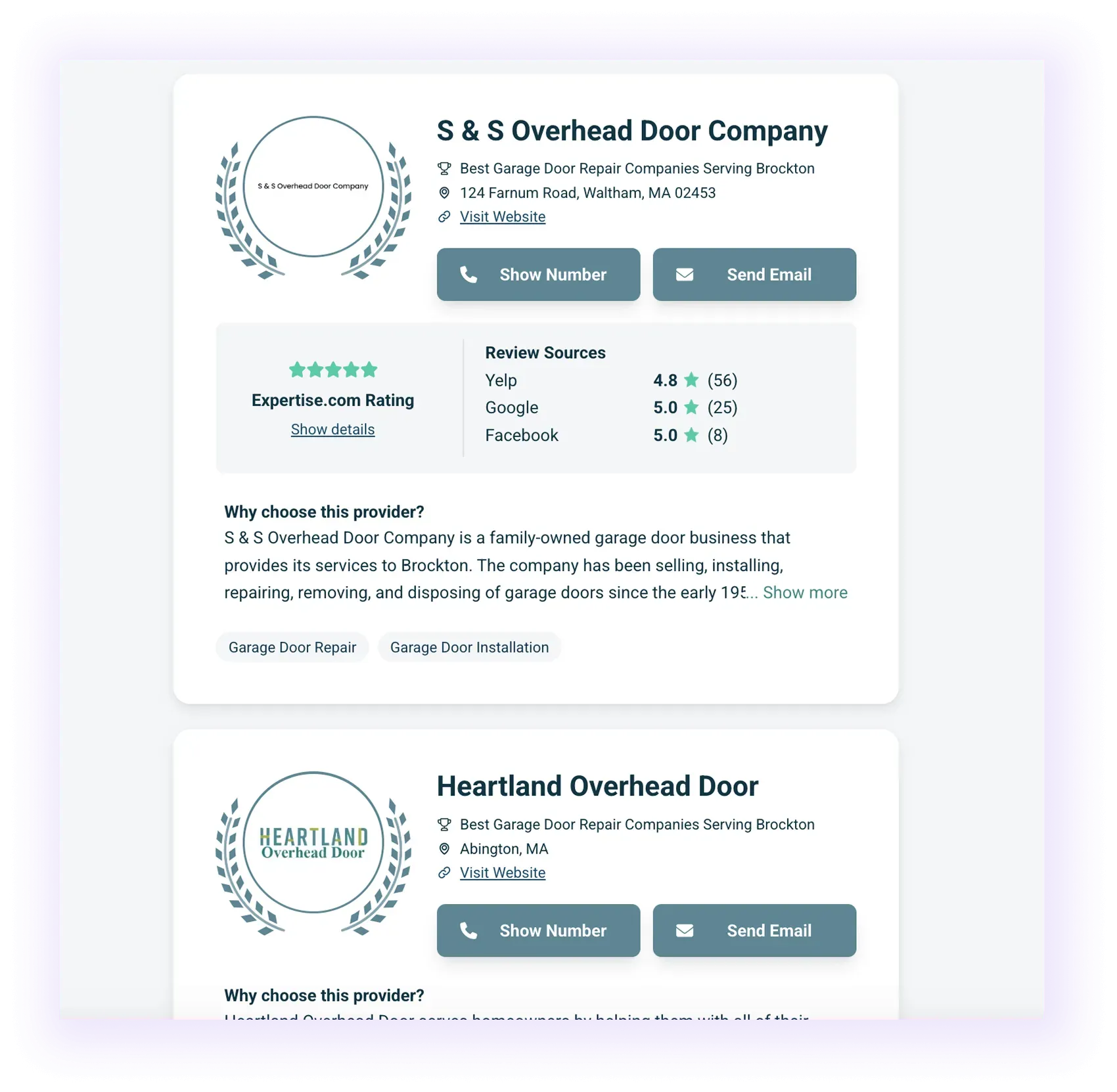Directory listings - link building SEO for garage door companies