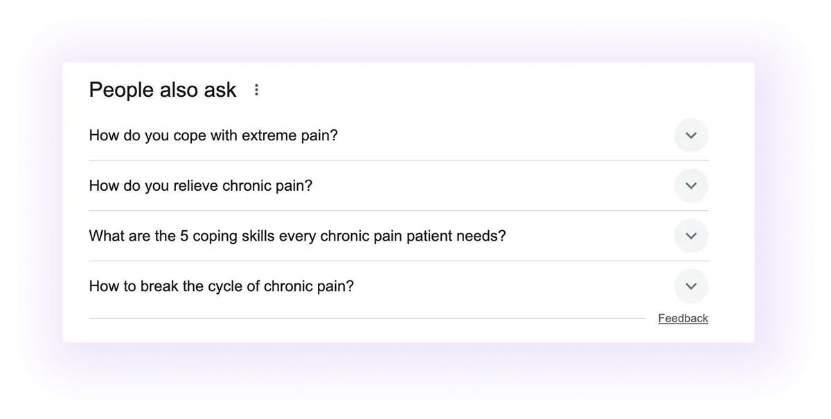 people also ask results for "how to manage chronic pain" keyword