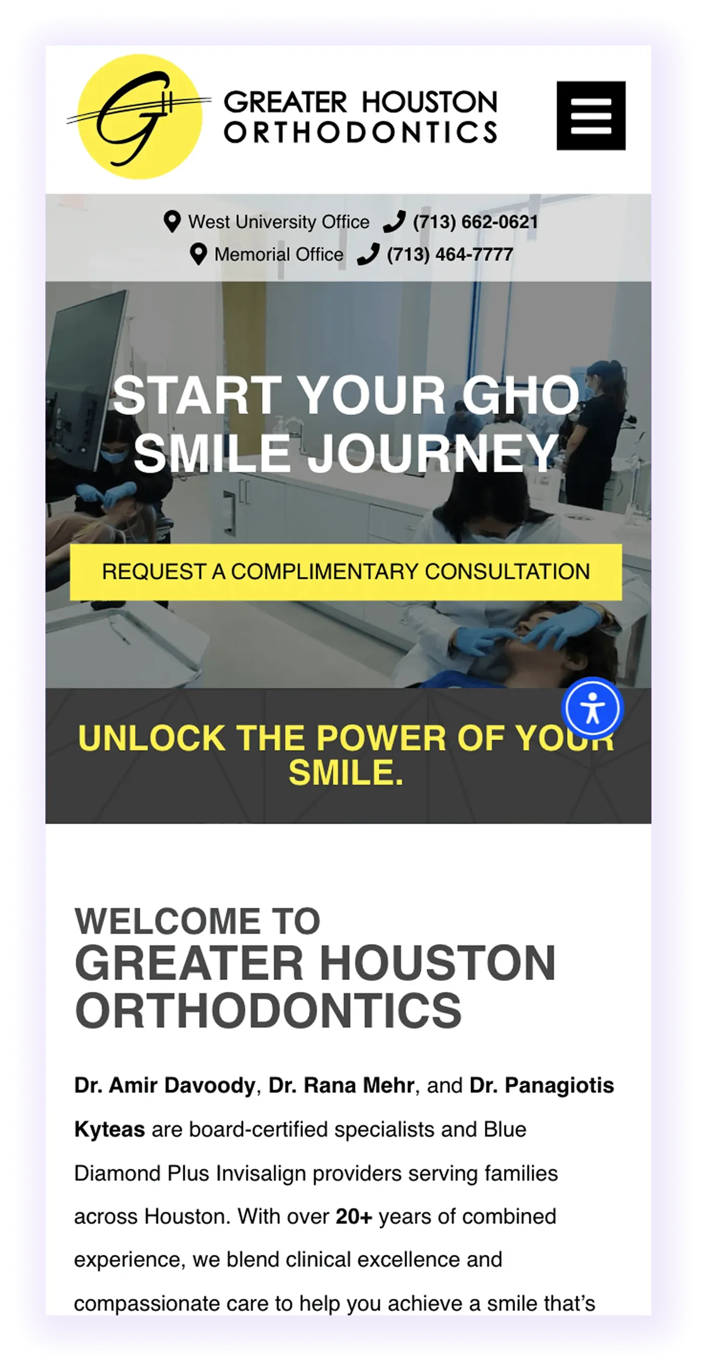 example of mobile-optimized orthodontic clinic website
