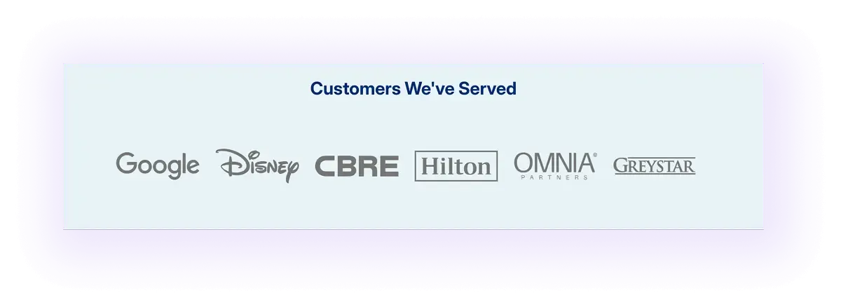 big company clients block on a restoration website