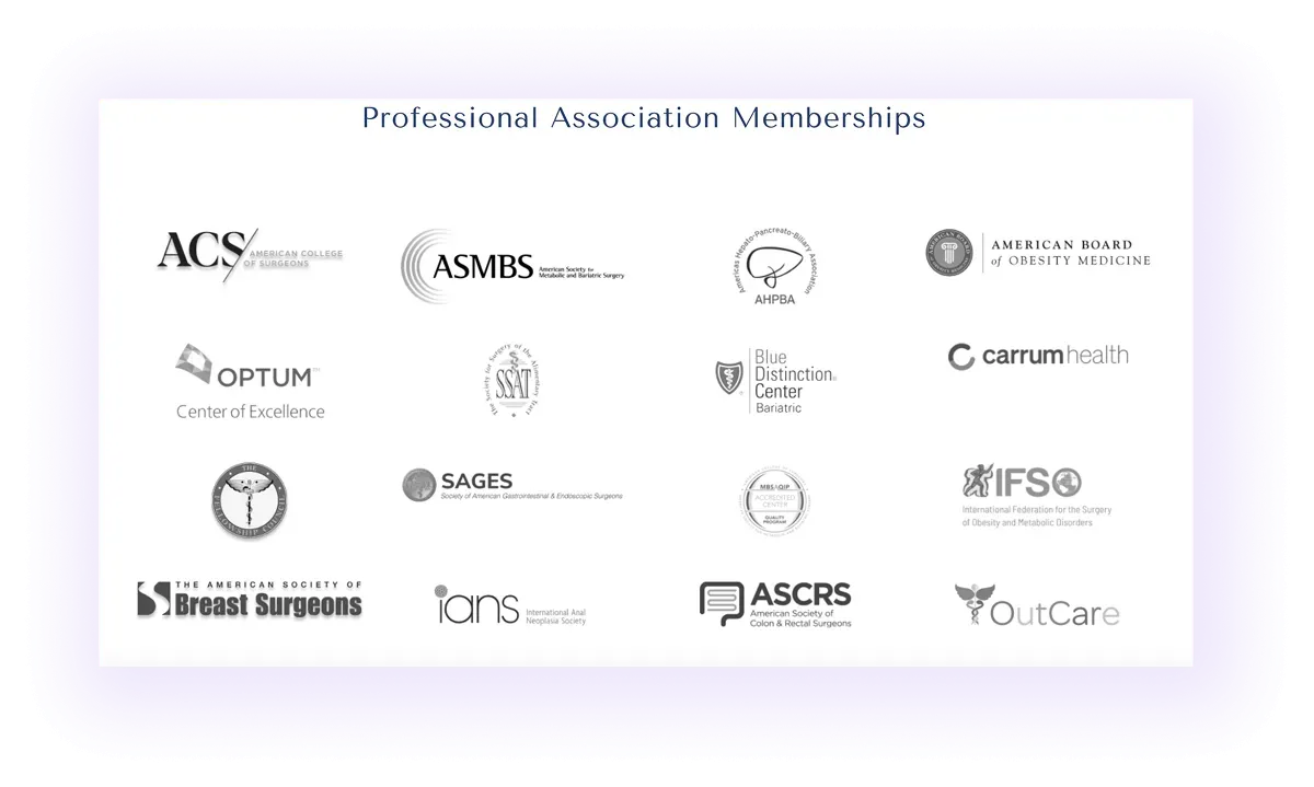  professional memberships block on a surgical clinic website
