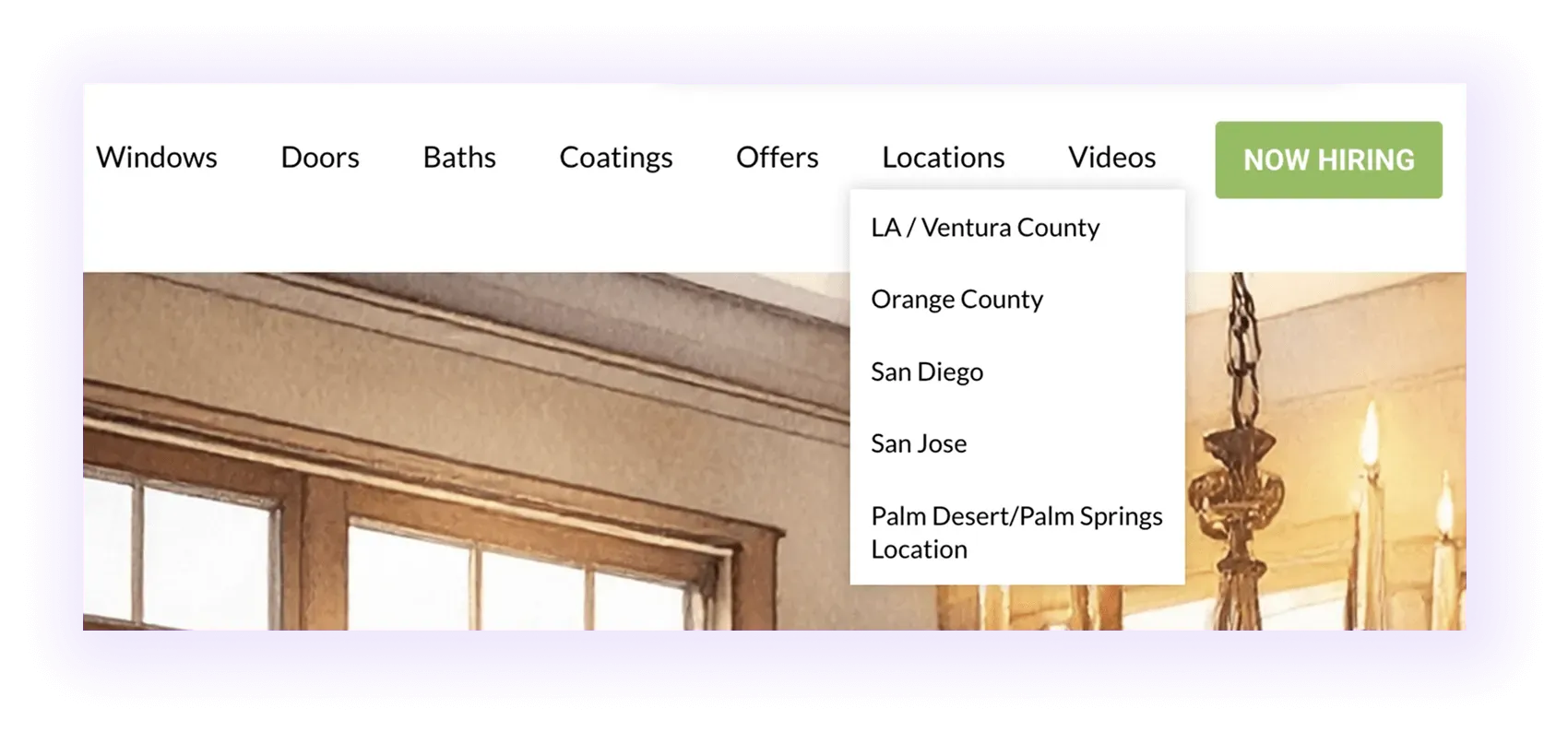 example of location tab for Windows and Doors
