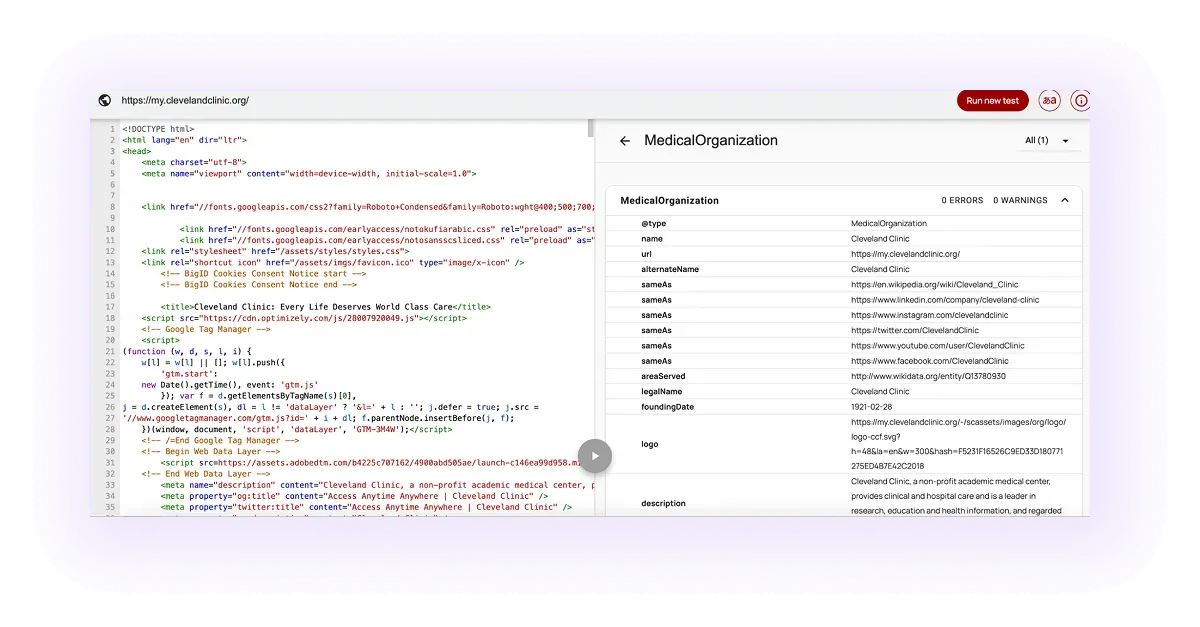 example of an optimized schema markup for a surgeon website