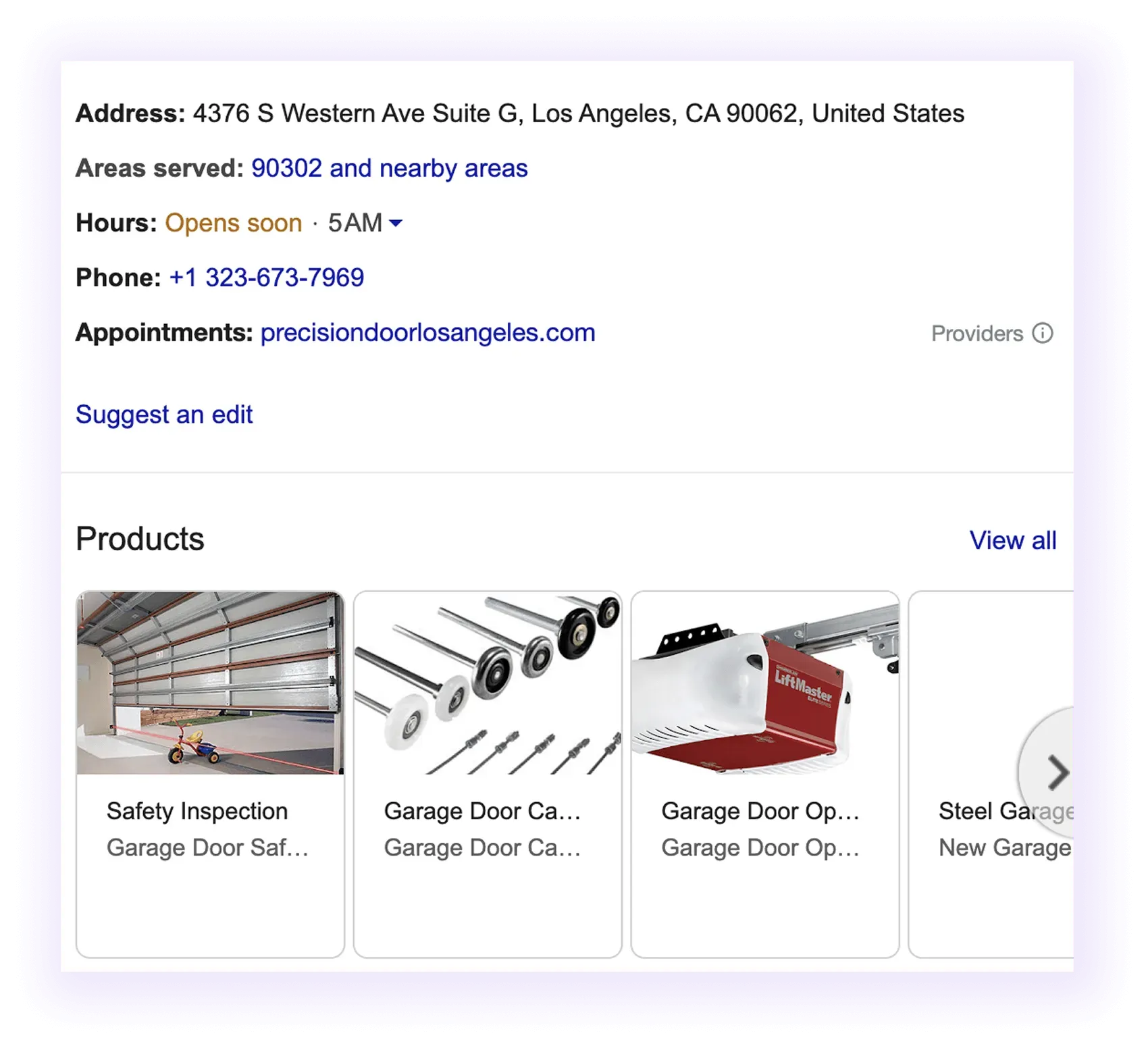 well optimized google my business for Garage Door SEO