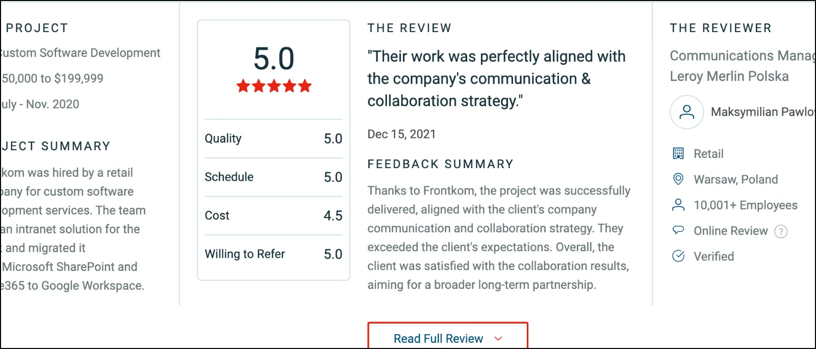 Frontkom client review