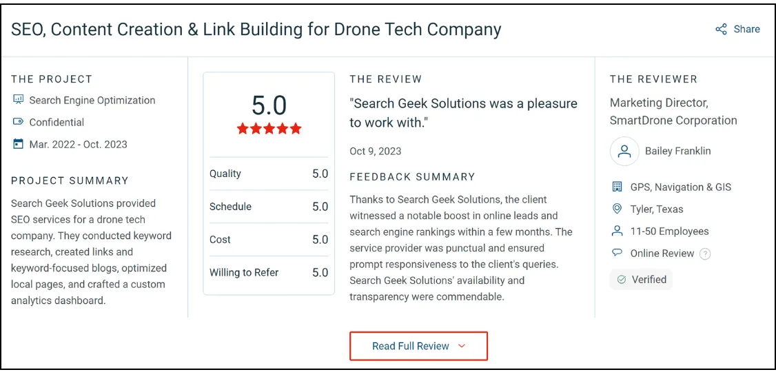 search geek testimonials