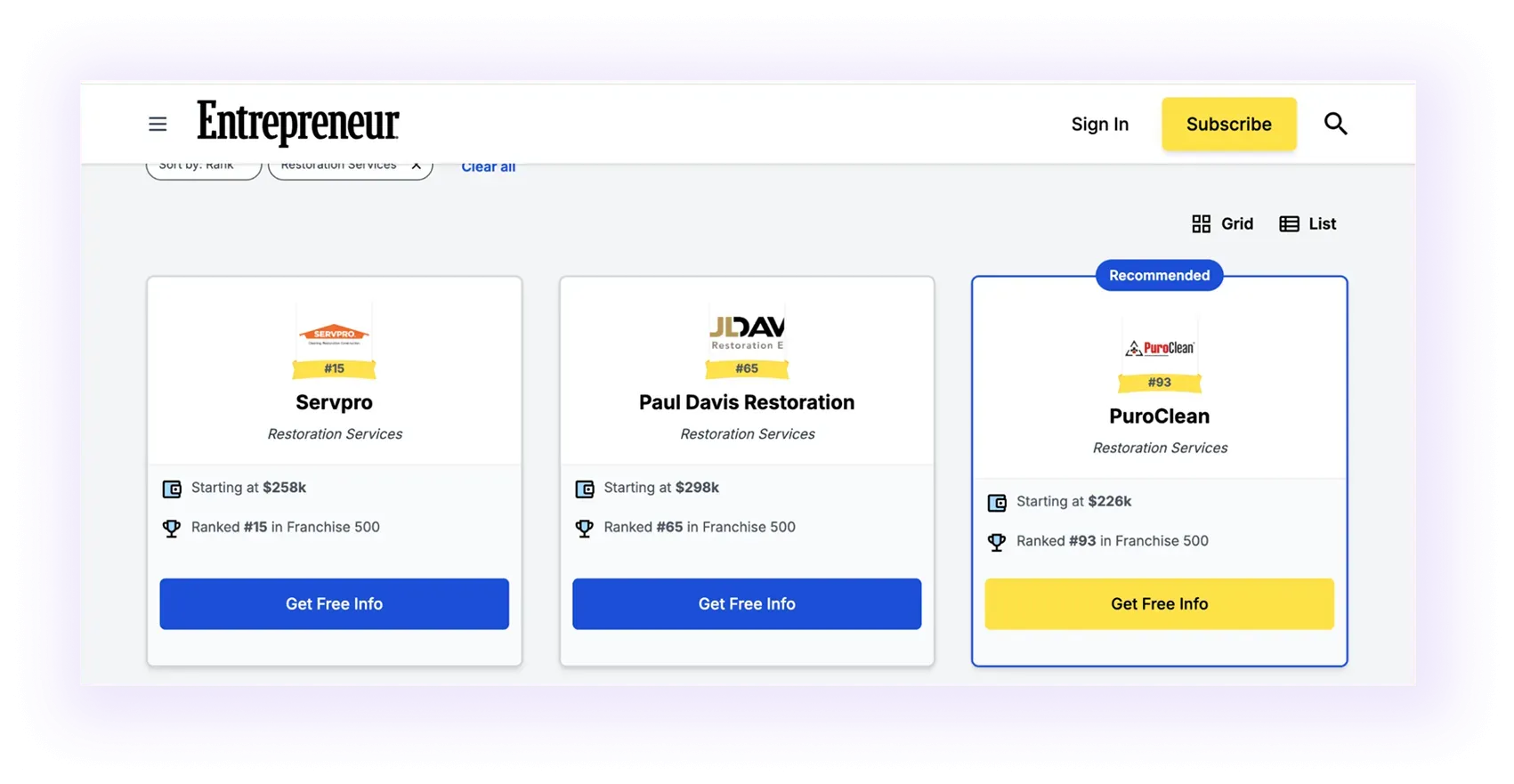 restoration website directory example