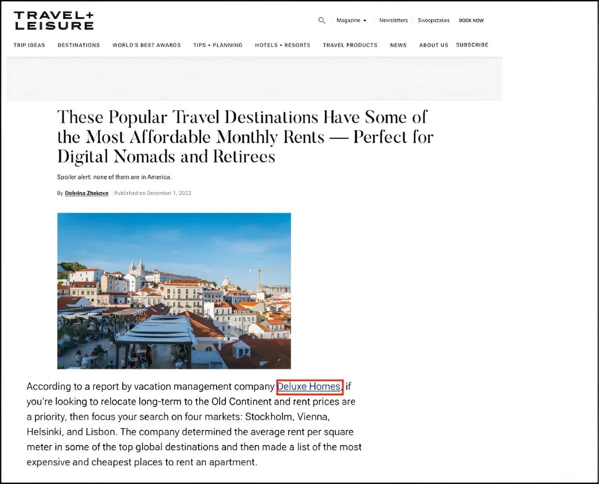 Deluxe Holiday Homes featured Travel + Leisure