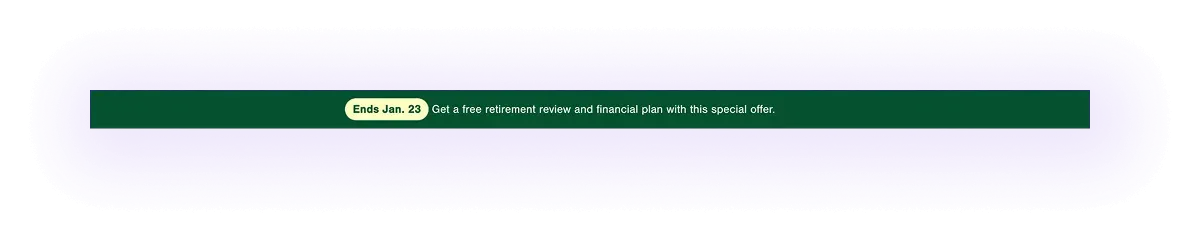 Special offers block on a financial advising services website