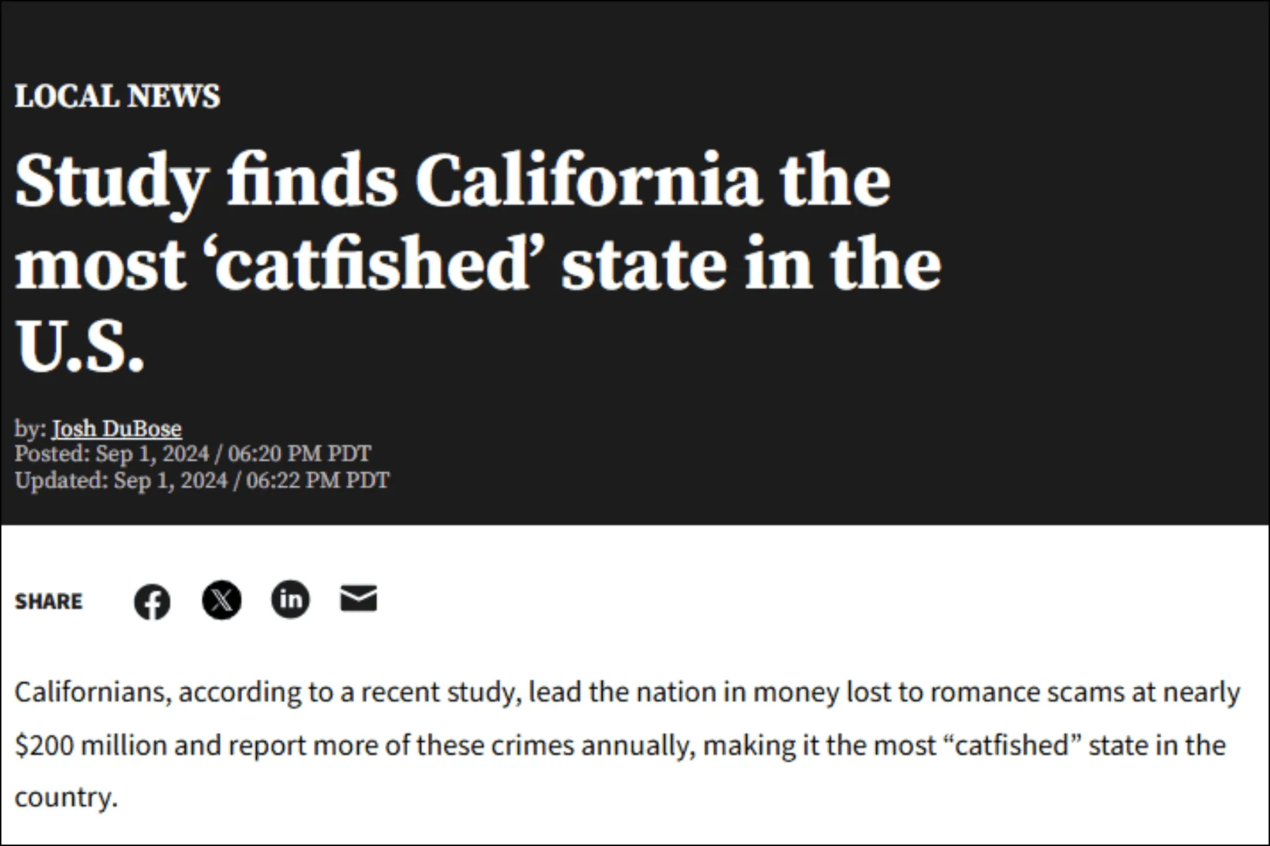 Most Catfished US States