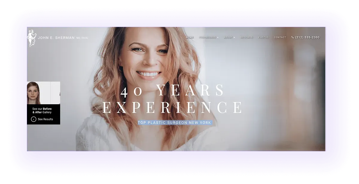 example of a local keyword use in local plastic surgeon provider website