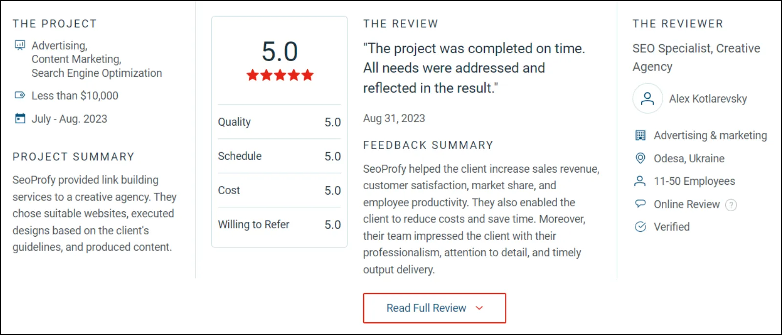 client feedback about SeoProfy services