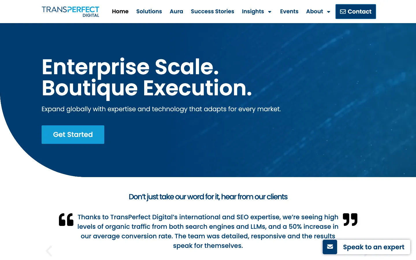 TransPerfect Digital homepage