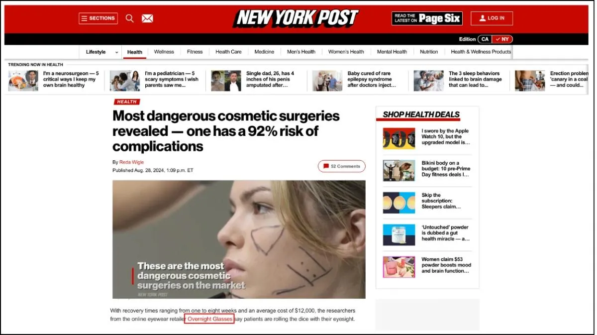Overnight Glasses featured in New York Post
