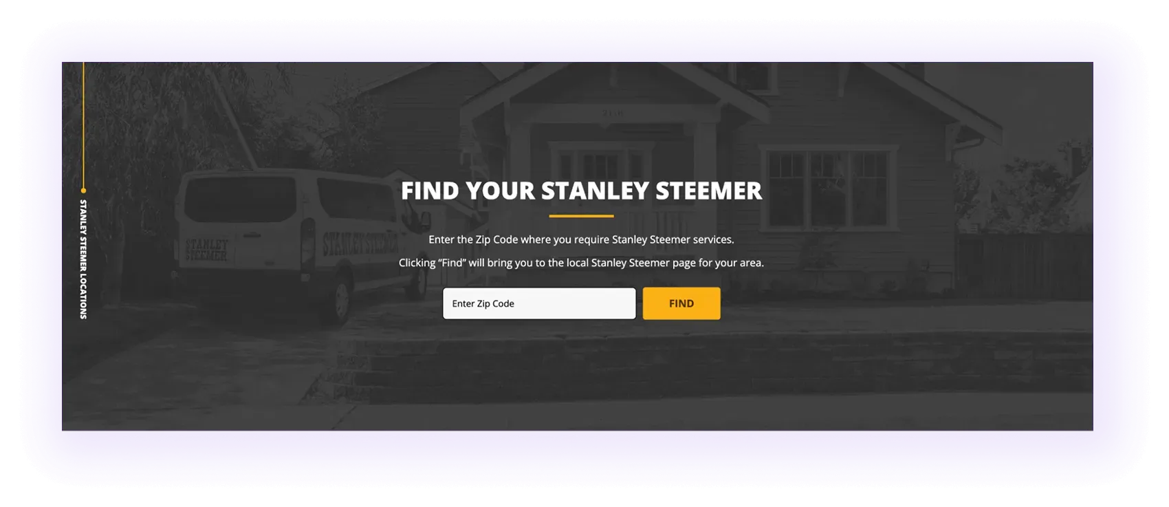 a zip code location finder tool on a carpet cleaner website