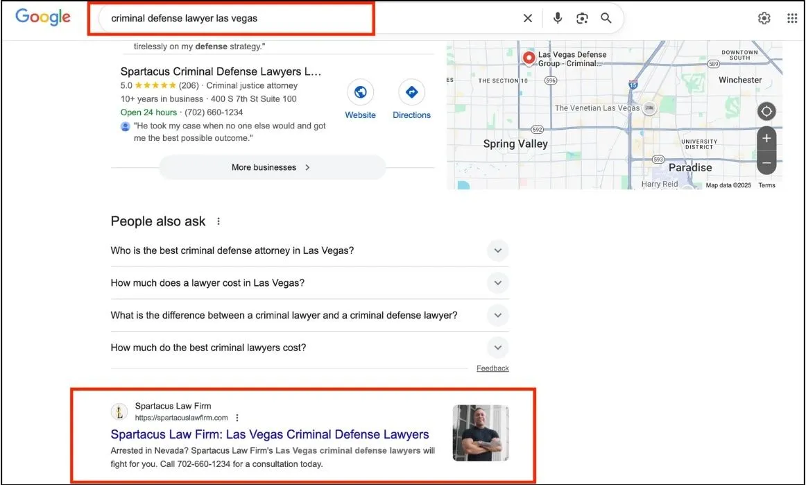 Spartacus Law Firm in top 1 position