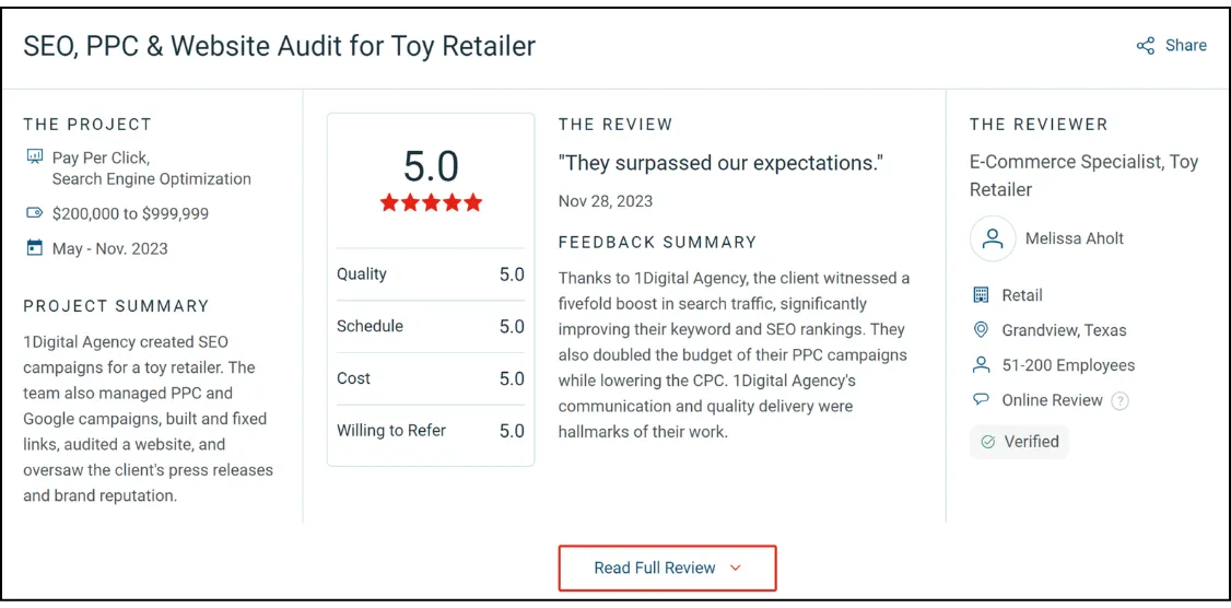 1Digital Testimonials
