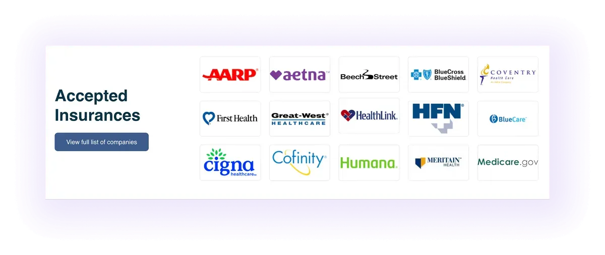 accepted insurance plans block on a surgical clinic website