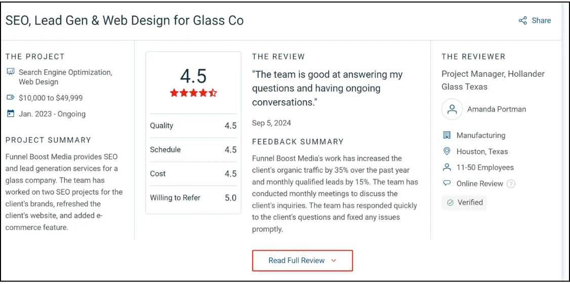 best local seo company testimonial