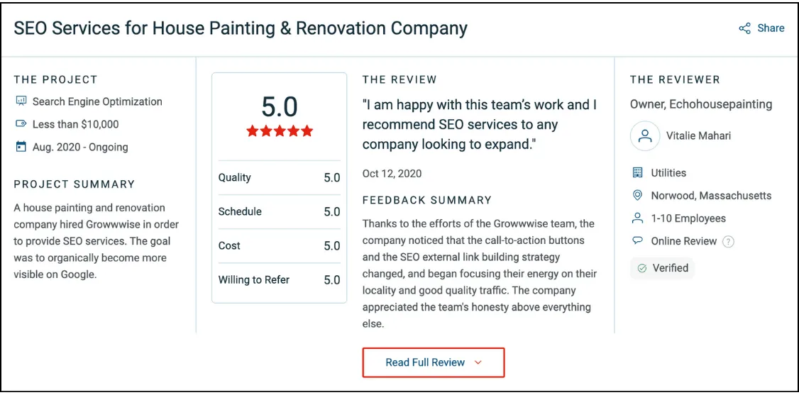 client testimonial
