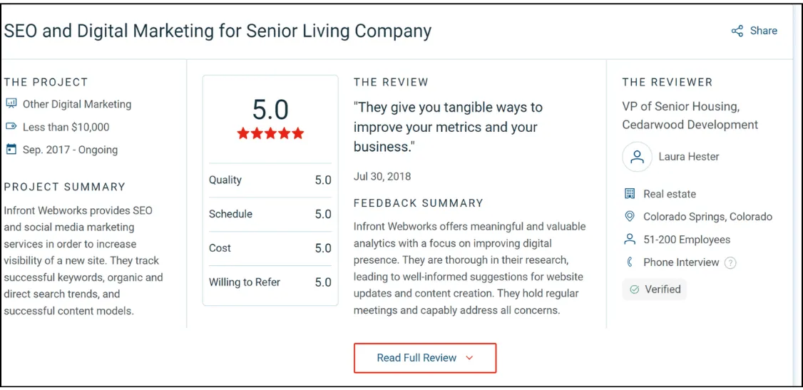 best local seo company testimonial