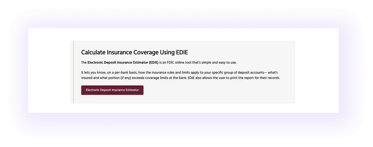 Insurance Details block on a banking website