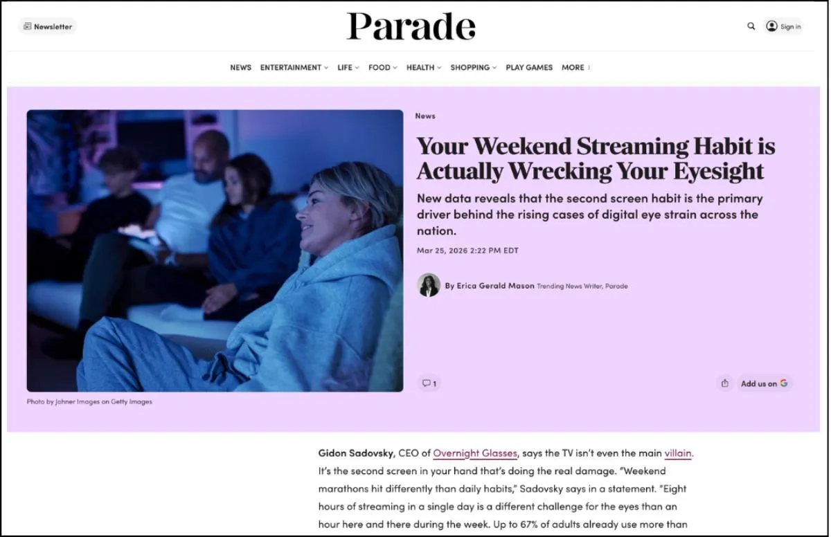 Overnight Glasses featured in Parade