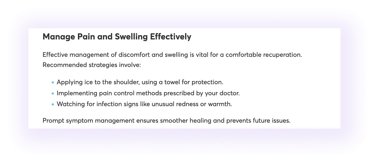 example of a skimable list on an orthopedic website blog
