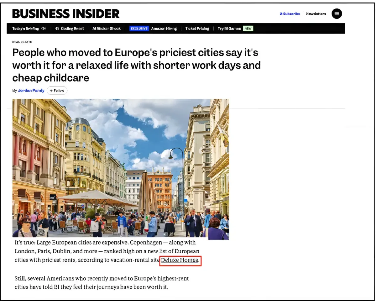 Deluxe Holiday Homes featured Business Insider