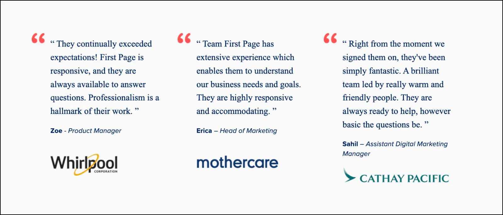 First Page Digital client testimonial