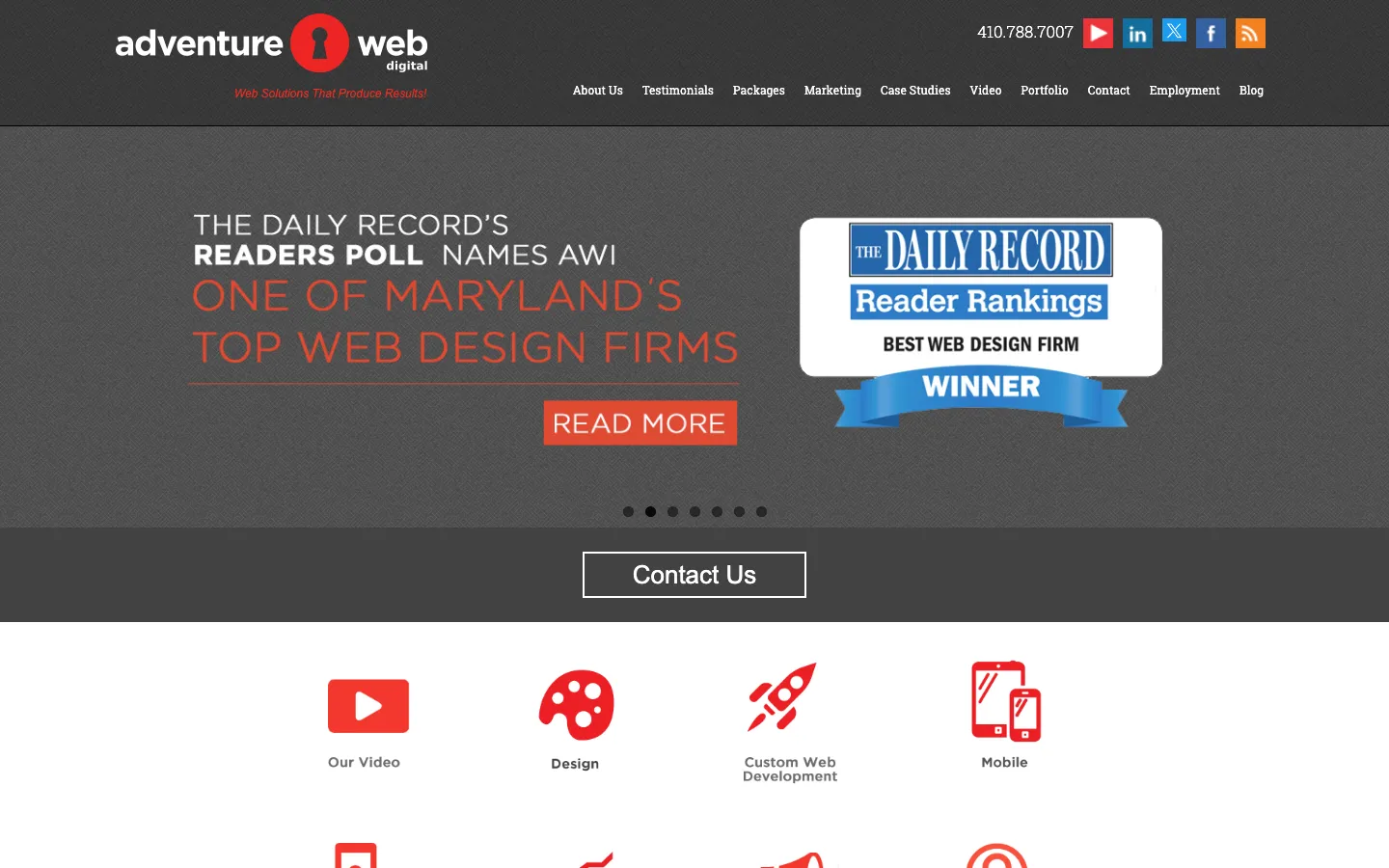 Adventure Web homepage