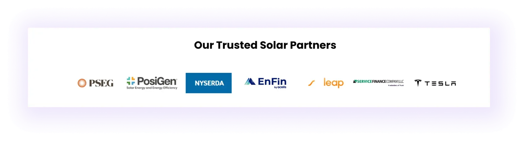 partners block on a solar company website