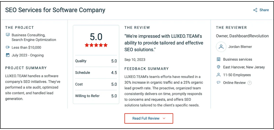 seo audit services testimonial