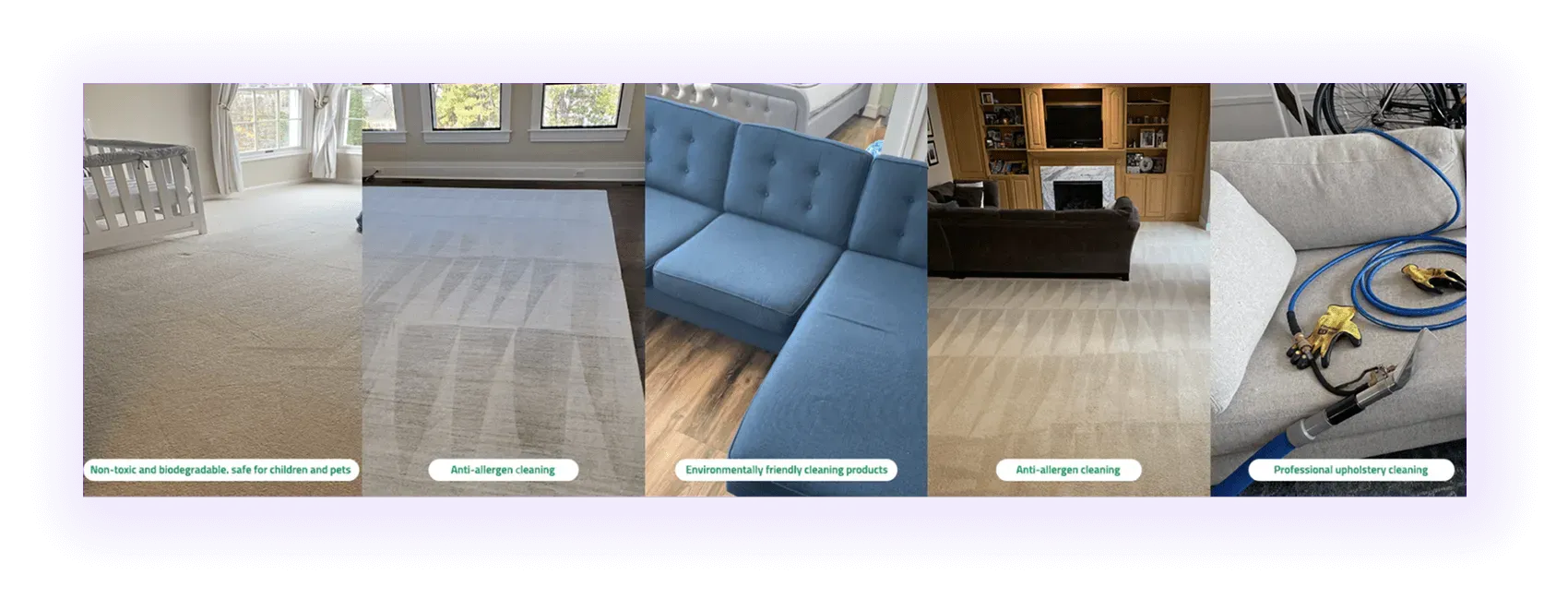 portfolio and case studies examples on a carpet cleaner website