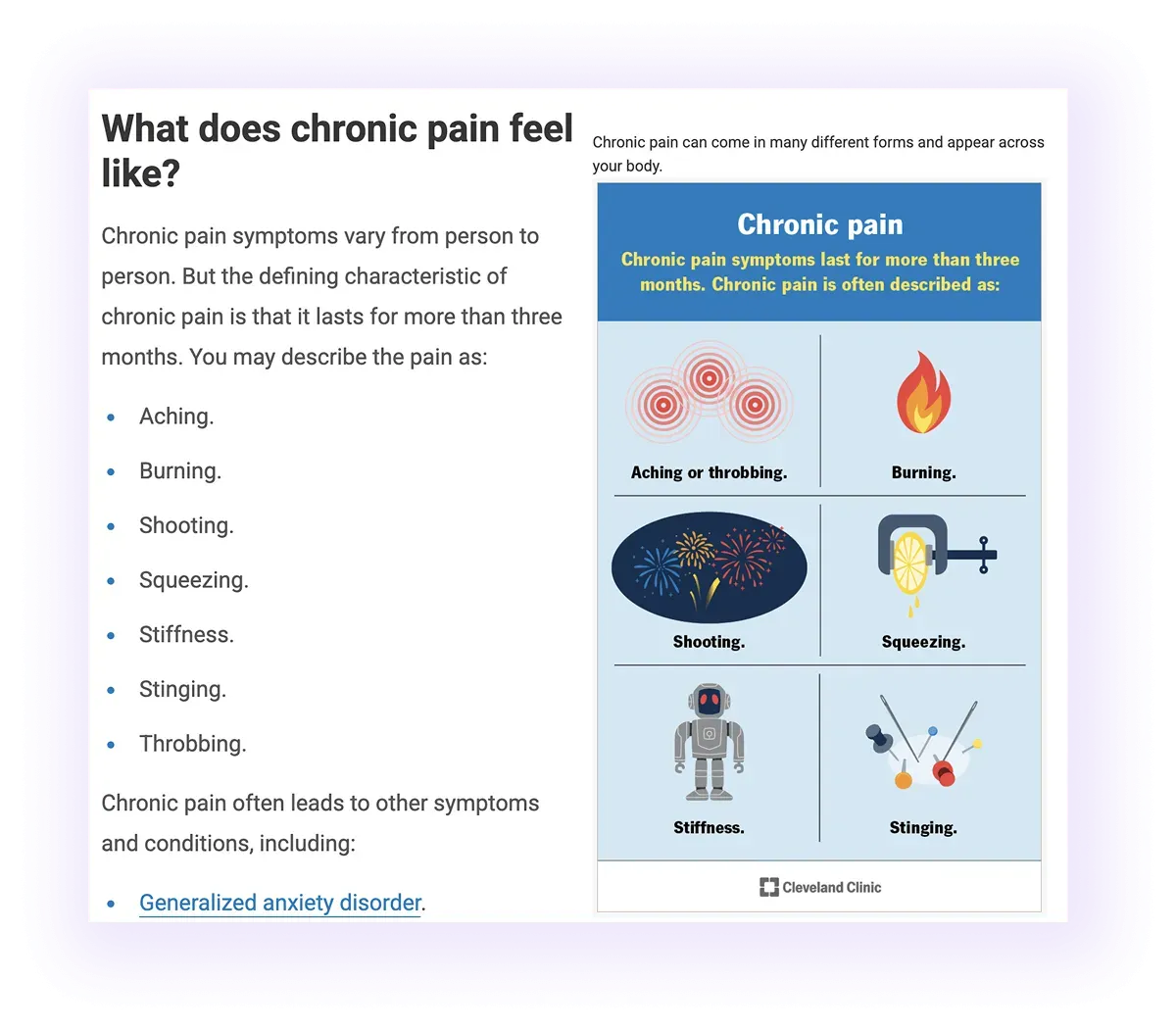 visual inforgraphics in a healthcare company website blog