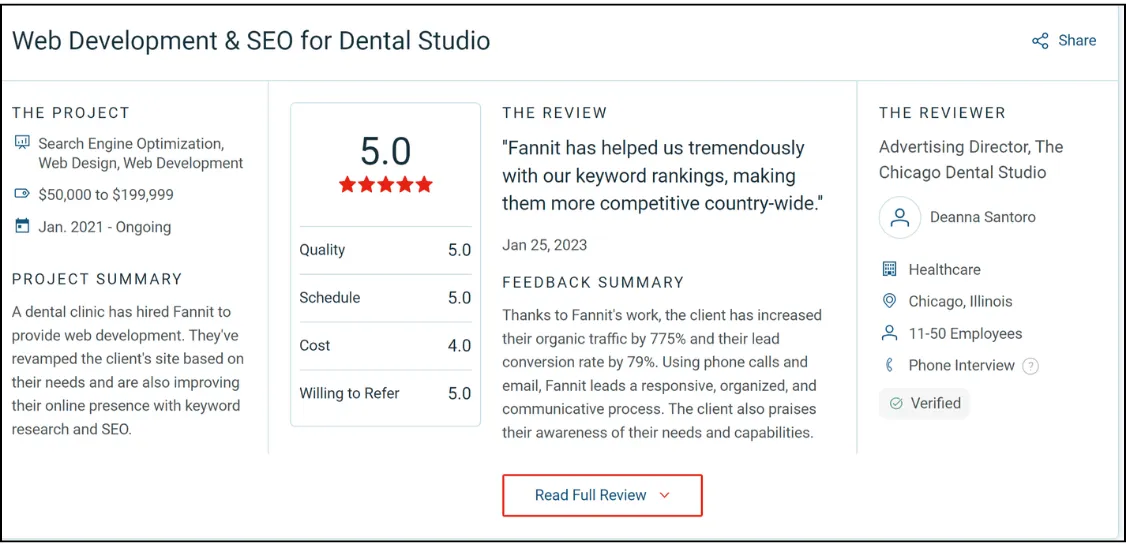 best local seo company testimonial