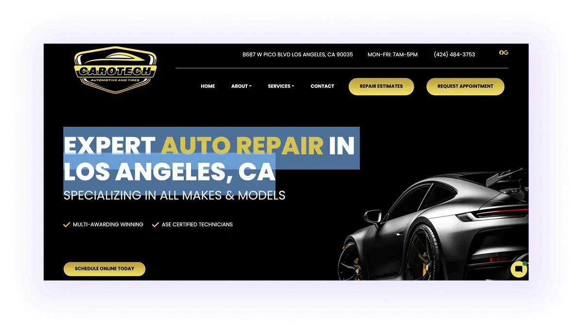  example of a local keyword used in an LA, CA focused local automotive business website